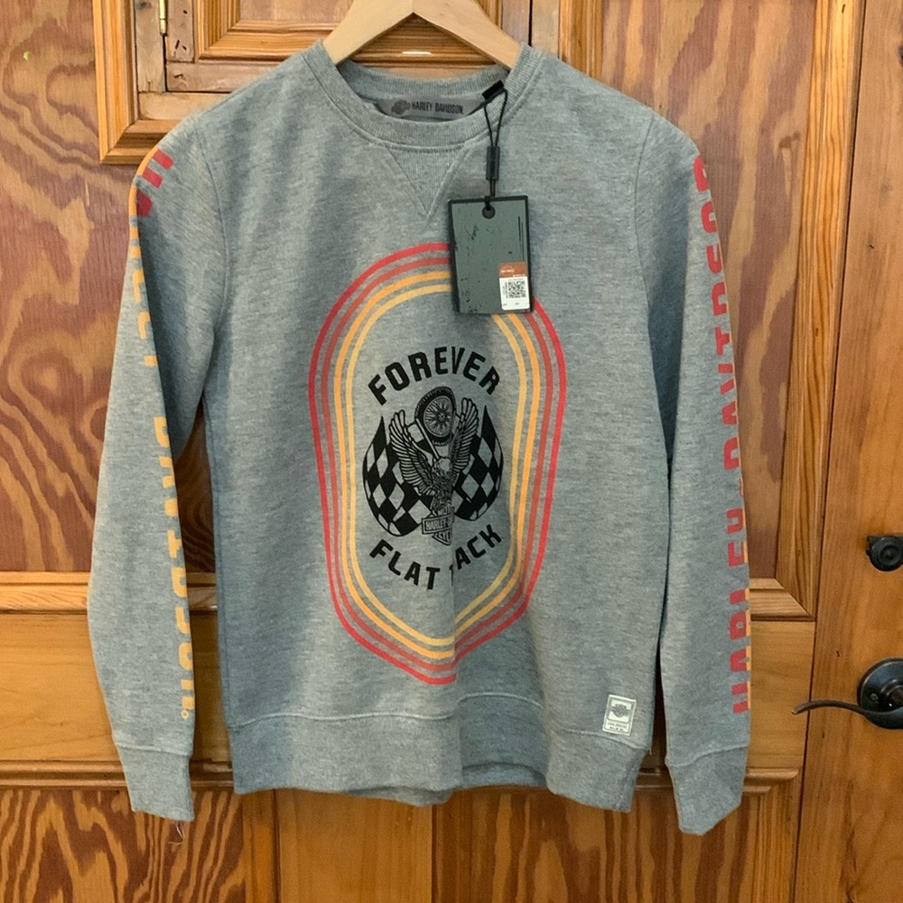 NWT Youth medium Harley Davidson Forever Flat Track crew neck sweatshirt